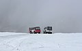 Snow coaches on Athabasca Glacier.