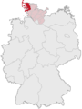Tyskland, beliggenhed af Nordfriesland markeret