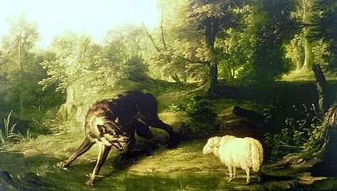 Le loup et l'agneau (d'après la fable de La Fontaine).