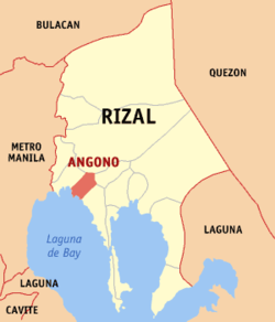 Mapa de Rizal con Angono resaltado