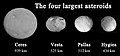 Image 24The four largest asteroids: Ceres, Vesta, Pallas, Hygiea. Only Ceres and Vesta have been visited by a spacecraft and thus have a detailed picture. (from Solar System)