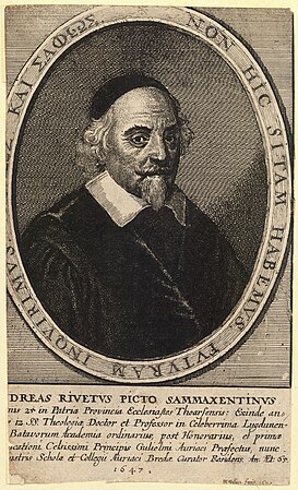 Gravure van André Rivet (1572–1651) door Wenceslas Hollar, 1647. Rivet sloot zijn prestigieuze loopbaan af als Rector van het curatorium in Breda.