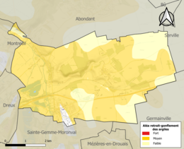 Carte des zones d'aléa retrait-gonflement des sols argileux de Cherisy.