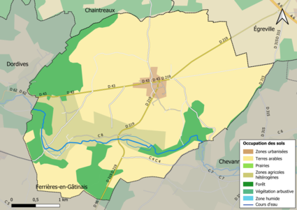 Carte des infrastructures et de l'occupation des sols en 2018 (CLC) de la commune.