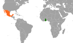 Map indicating locations of Ghana and Mexico