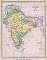 Península de la India en 1760, tres años después de la batalla de Plassey, mostrando el Imperio maratha y otros estados políticos prominentes.