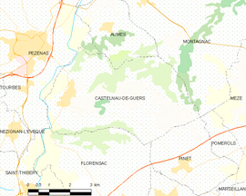 Mapa obce Castelnau-de-Guers