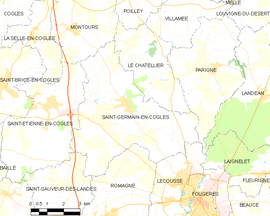 Mapa obce Saint-Germain-en-Coglès