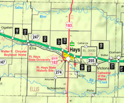 KDOT map of Ellis County (legend)