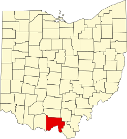 Karte von Scioto County innerhalb von Ohio