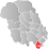 Kragerø markert med rødt på fylkeskartet