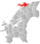 Nærøysund markert med rødt på fylkeskartet