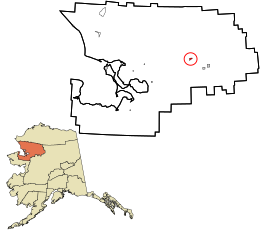 Location in Northwest Arctic Borough and the state of Alaska.