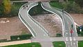 Pedestrian and cycling bridge in Bolzano, river Talfer