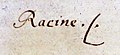 Jean Racine aláírása