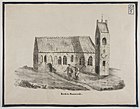 Die 1840 abgebrochene Kirche von Sauwerd auf einer alten Lithographie aus dem gleichen Jahr.