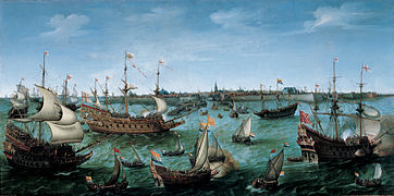 De aankomst van Frederik V van de Palts en Elizabeth Stuart te Vlissingen Vroom, ca. 1623