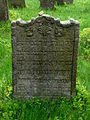 Čeština: Náhrobek na židovském hřbitově u vsi Olšany v okrese Jindřichův Hradec, Jihočeský kraj. English: Gravestone in the Jewish cemetery by the village of Olšany, Jindřichův Hradec District, South Bohemian Region, Czech Republic.