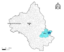 Saint-André-de-Vézines dans l'intercommunalité en 2020.