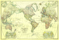 Map of The World in 1922 by the National Geographic Society showing the Antarctic (Southern) Ocean.