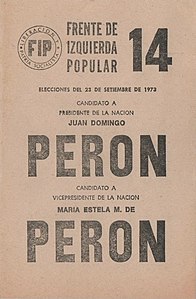 Boleta Perón-Perón del Frente de Izquierda Popular.