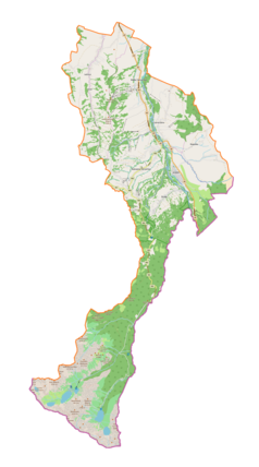 Mapa konturowa gminy Bukowina Tatrzańska, blisko dolnej krawiędzi po prawej znajduje się punkt z opisem „źródło”, natomiast po prawej znajduje się punkt z opisem „ujście”