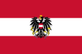 Bandera del Estáu d'Austria, con escudu del país nel centru.