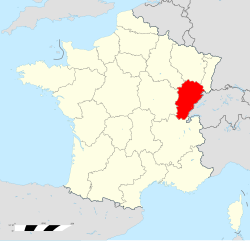 Ligging van Franche-Comté in Frankrijk