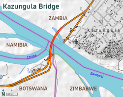 Kazungulan silta kartalla