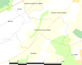 Mapa obce Vouvray-sur-Huisne