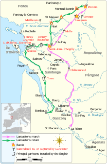 A map of Lancaster's route in 1346