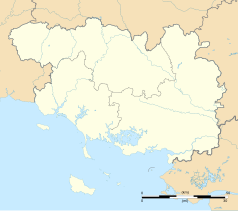 Mapa konturowa Morbihan, blisko centrum na prawo znajduje się punkt z opisem „Trédion”