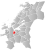 Skaun markert med rødt på fylkeskartet