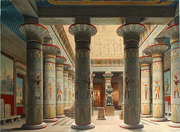 Salle d'égyptologie du musée : la cour égyptienne dans son état d'origine. Celle-ci n'existe plus aujourd'hui.