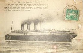 Steamer "Paris" 1921-1939 - Year 1921. Vintage postcard