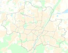 Mapa konturowa Monachium, blisko centrum po prawej na dole znajduje się punkt z opisem „Muzeum Niemieckie”
