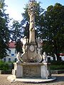 Baroque trinity column with statues of the Blessed Virgin Mary, and the archangels St. Raphael, St. Michael and St. Gabriel