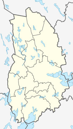 Mapa konturowa regionu Örebro, na dole po lewej znajduje się punkt z opisem „Laxå”