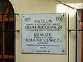 Plaque at Adam Mickiewicz Müzesi