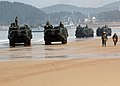 Amphibious Assault Vehicles (AAV) prepare to transit U.S./Republic of Korean Marines and equipment on to Korean shores in support of Foal Eagle 2007.