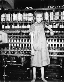 "Addie Card, 12 years. Spinner in North Pormal (i.e., Pownal) Cotton Mill. Vt.", 1910.