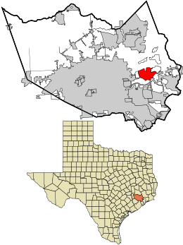 Location in Harris County and the state of Texas