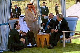 President George W. Bush meets with Prince Abdullah Bin Abd Al Aziz of Saudi Arabia and King Abdullah Bin Al Hussein of Jordan.jpg
