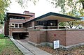 Wright's Robie House on the campus of the University of Chicago in Chicago, Illinois. 1909.