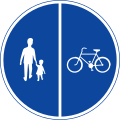 Compulsory track for pedestrians, cyclists and moped drivers. Dual track