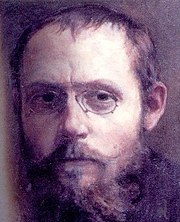 Photographie en couleur d'un tableau représentant un homme de face.