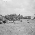 Churchill AVRE (left), and M10 Wolverine tank destroyer (right), Sword Beach, 6th June 1944