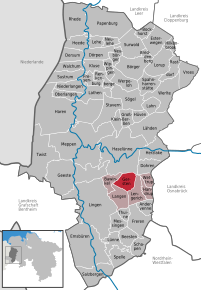 Poziția Gersten pe harta districtului Emsland