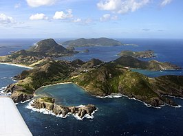 Îles des Saintes gezien vanaf een vliegtuig