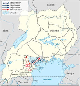 Description de l'image Libyan troop movements in Uganda, 1979.svg.